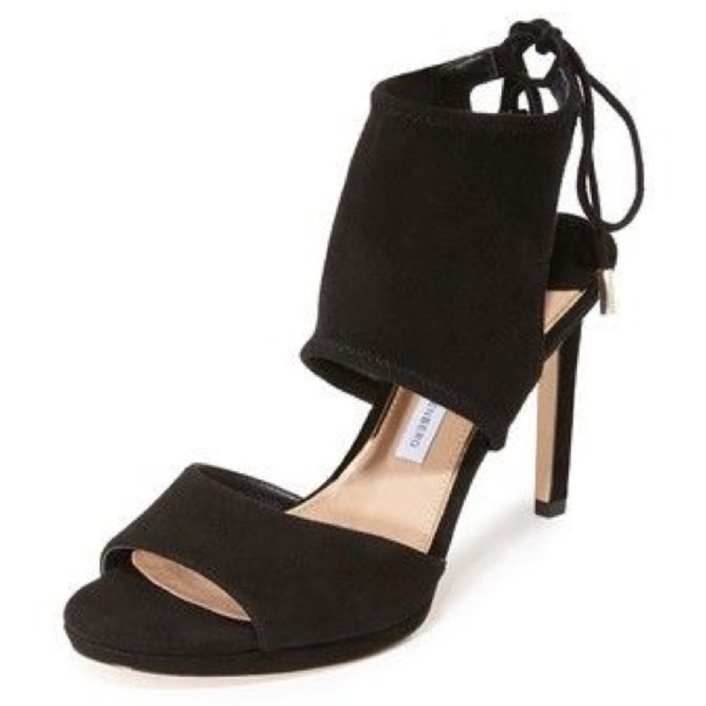 Diane Von Furstenberg NWOB! Black Suede Laie  Peep-Toe Heels Size 5